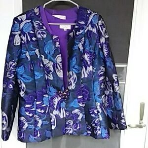 Floral Women's Jacket - Purple and Blue